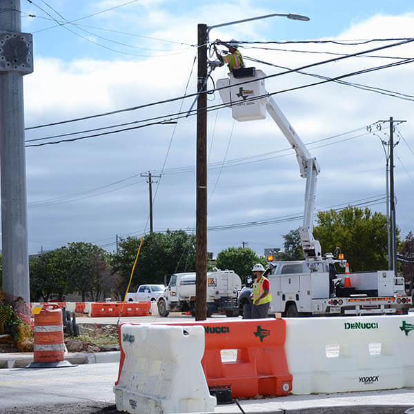 stoplight being installed